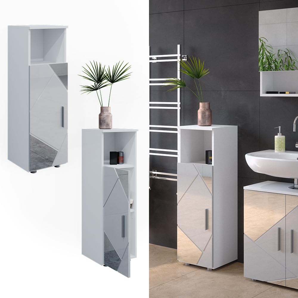 Vicco Midischrank Irma, Weiß Hochglanz mit Einsätzen, 30 x 95 cm