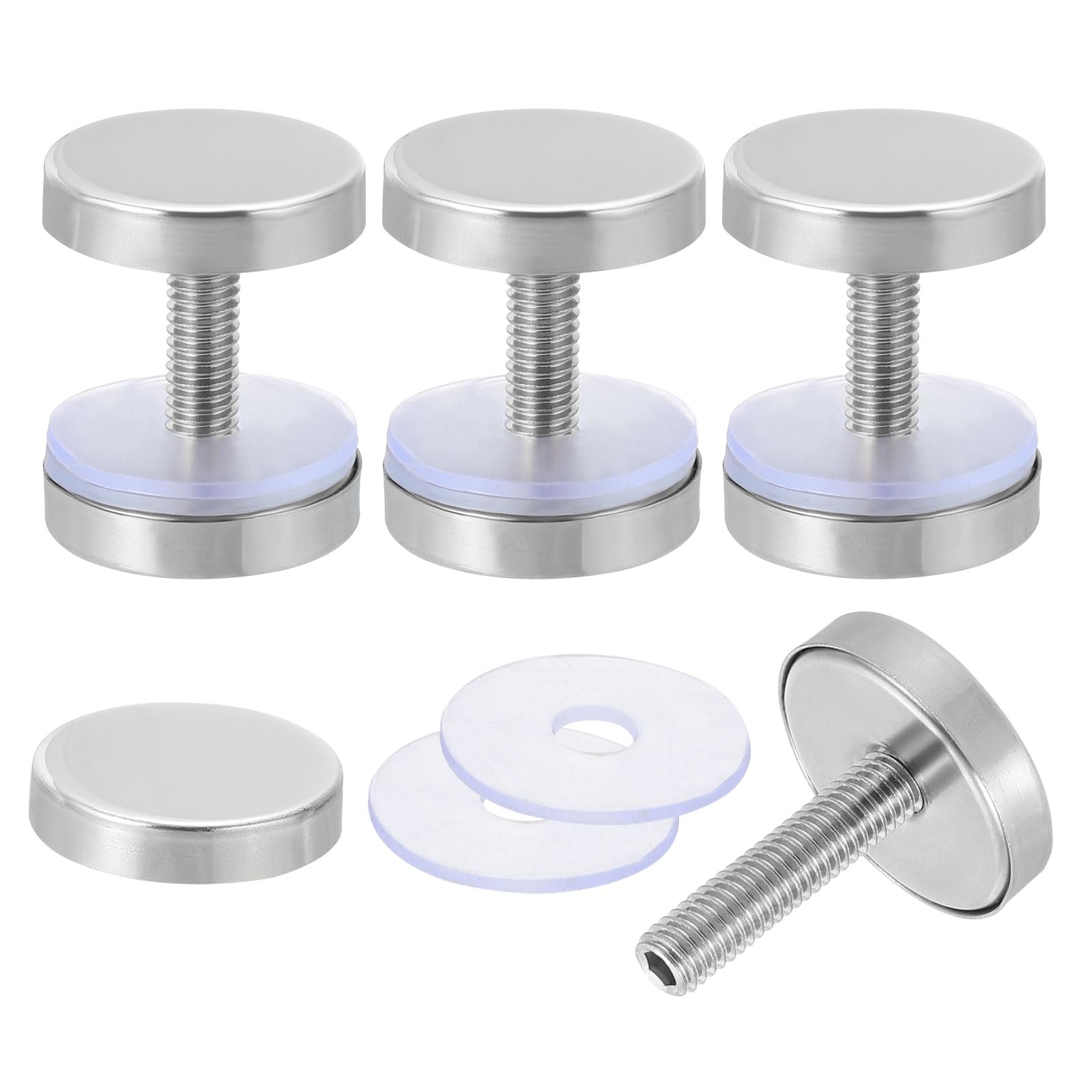 sourcing map 4 Pcs Sign Standoff Screws, 1"x1.2" Stainless Steel Standoff Nail Advertising Glass Nail for Acrylic Frame Advertising Board Connect and Fix, Glossy Silver