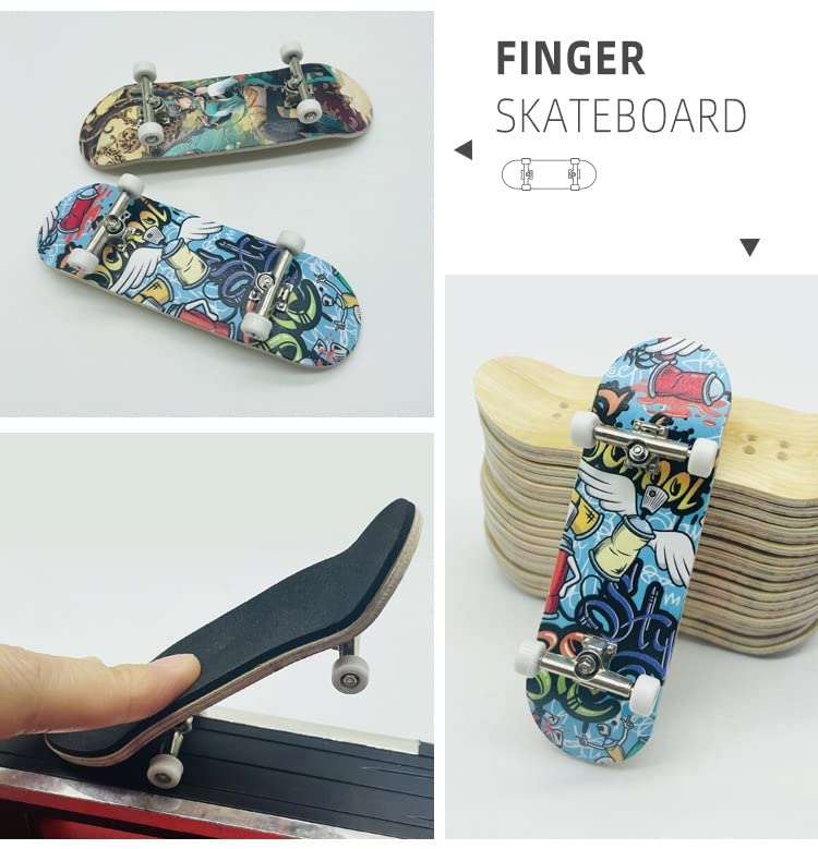 Patineta De Dedo De Madera De Arce – Tabla De Fingerboard Con Rodamientos De Alta Velocidad, Ruedas De Material De Alta Densidad, Soportes De Aleación De Níquel, Almohadilla Antideslizante De PU, Ideal Para Trucos De Dedo