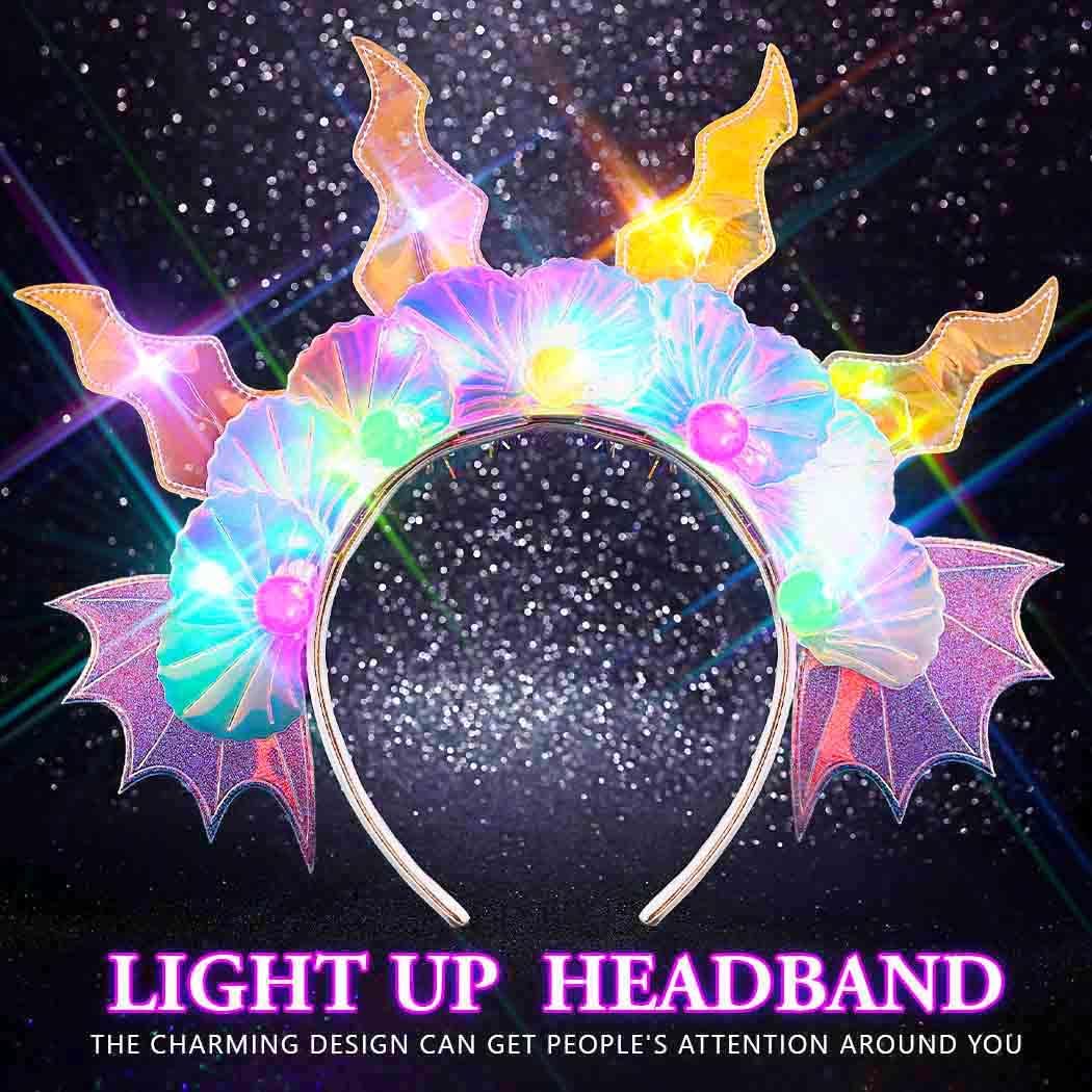Zoestar Light Up Mermaid Headband Led Seashell Headbands Ocean Glow Party Hair Accessories for Women - Image 2