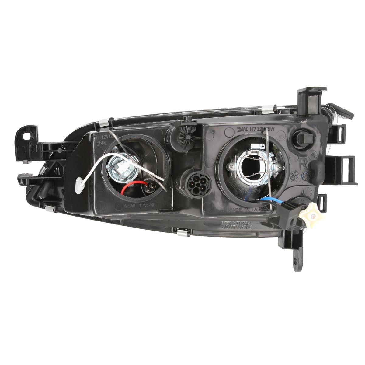 Phare Avant Droit H1/H7 Noir DEPO 2742173 - Compatible Renault Clio II (1998-2005)