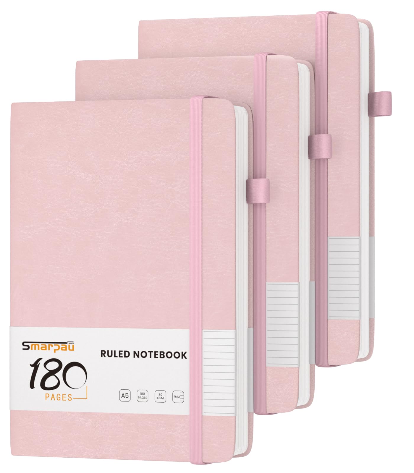 Notizbuch A5, 3 Stück Hardcover Journal 180 Seiten Tagebuch Liniert Mit 80gsm Premium-Papier, Der Collegeblock Notizblock Eignet Sich Zum Schreiben Und Notieren, 14.5 x 21 cm-Rosa
