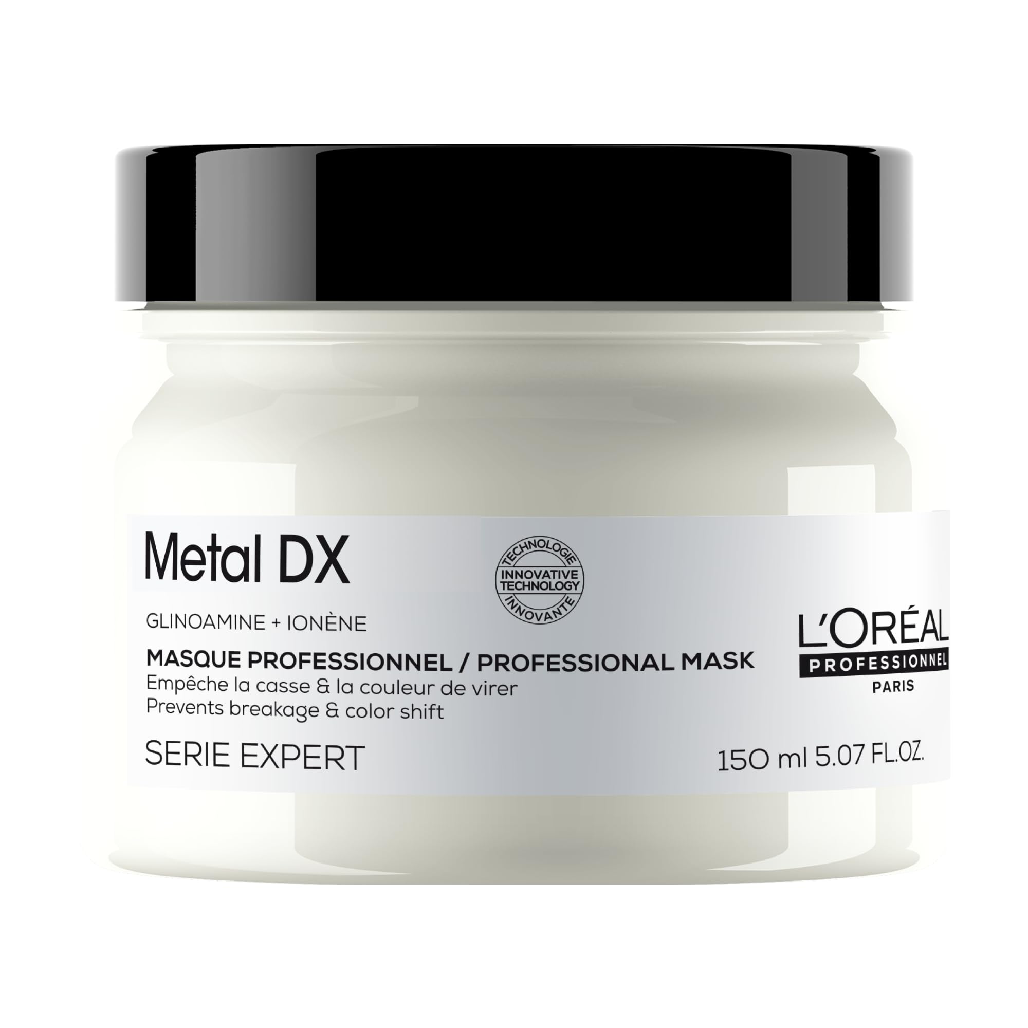 L'Oréal Professionnel Maska do włosów dla długotrwałych kolorów, mniej łamliwości włosów i więcej połysku, do wszystkich rodzajów włosów, seria Expert, maska Metal DX, 150 ml