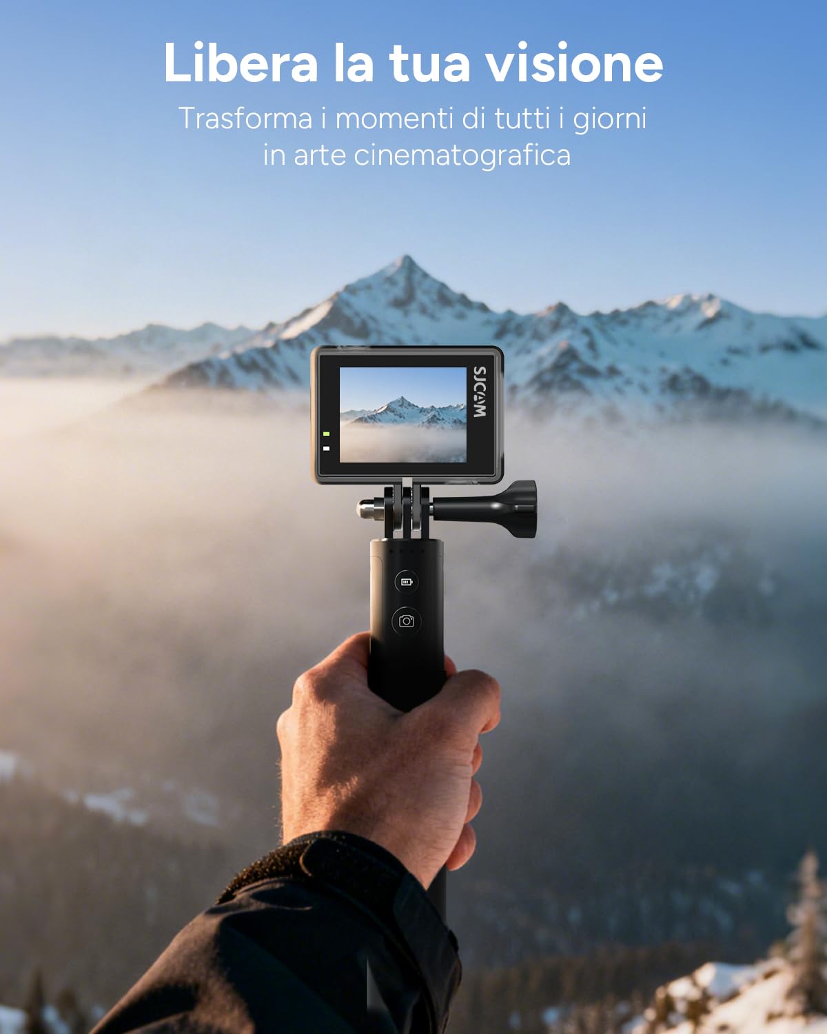 SJCAM SJ6 ULTRA Action Cam 4K Doppio Schermo Touch Videocamera Subacquea 30M Sensore 1/2.7" CMOS 166° Grandangolo Stabilizzazione EIS 6-Assi WiFi 2 Batterie Kit Accessori Moto