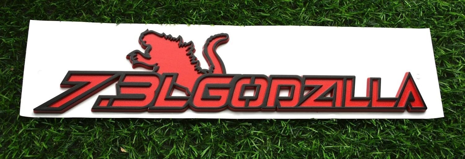 3Pcs Custom 7.3L Emblems 3D Car Decal Sticker Nameplate Compatible with Ford Super Duty 7.3L Godzilla Badge (Red)
