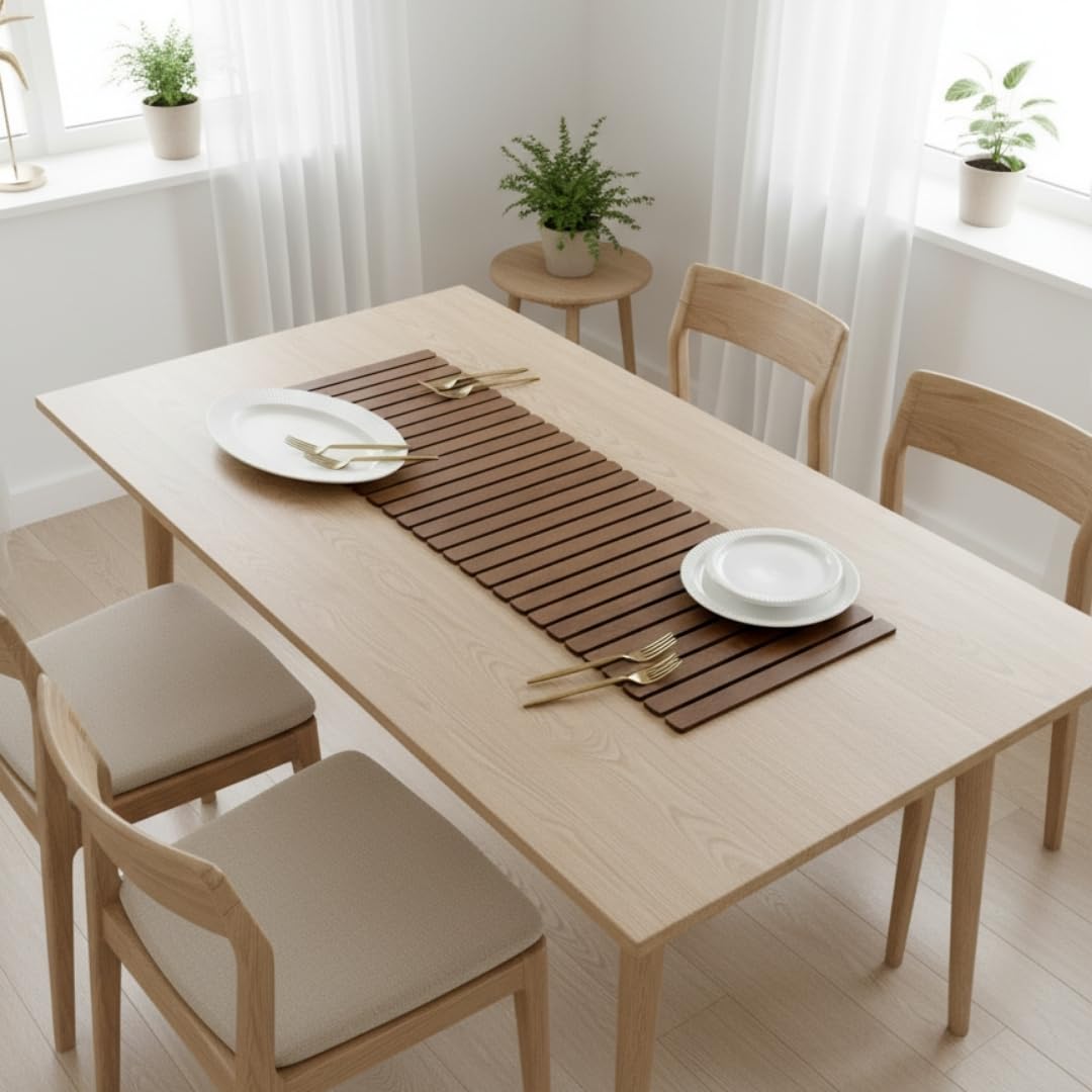 MASON HOME Foldable Table Runner - Brown (3 Feet) | Dining Table - Desk - Couch - Bed | Home - Office - Pantry - Kitchen | Dinner - Drinks - Appetizer - Snack Bowls - Cutlery | Mats - Cover - Runner