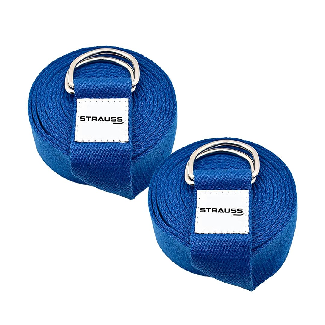 Strauss Yoga Strap & Stretching Belt | Ideal for Yoga, Pilates, Therapy, Dance, Gymnastics & Flexibility | 60% Thicker Belt with Extra Safe Adjustable Metal D-Ring Buckle | 8 feet (Blue) | Pack of 2 (B0CKF7RSPN) Amazon Price History, Amazon Price Tracker