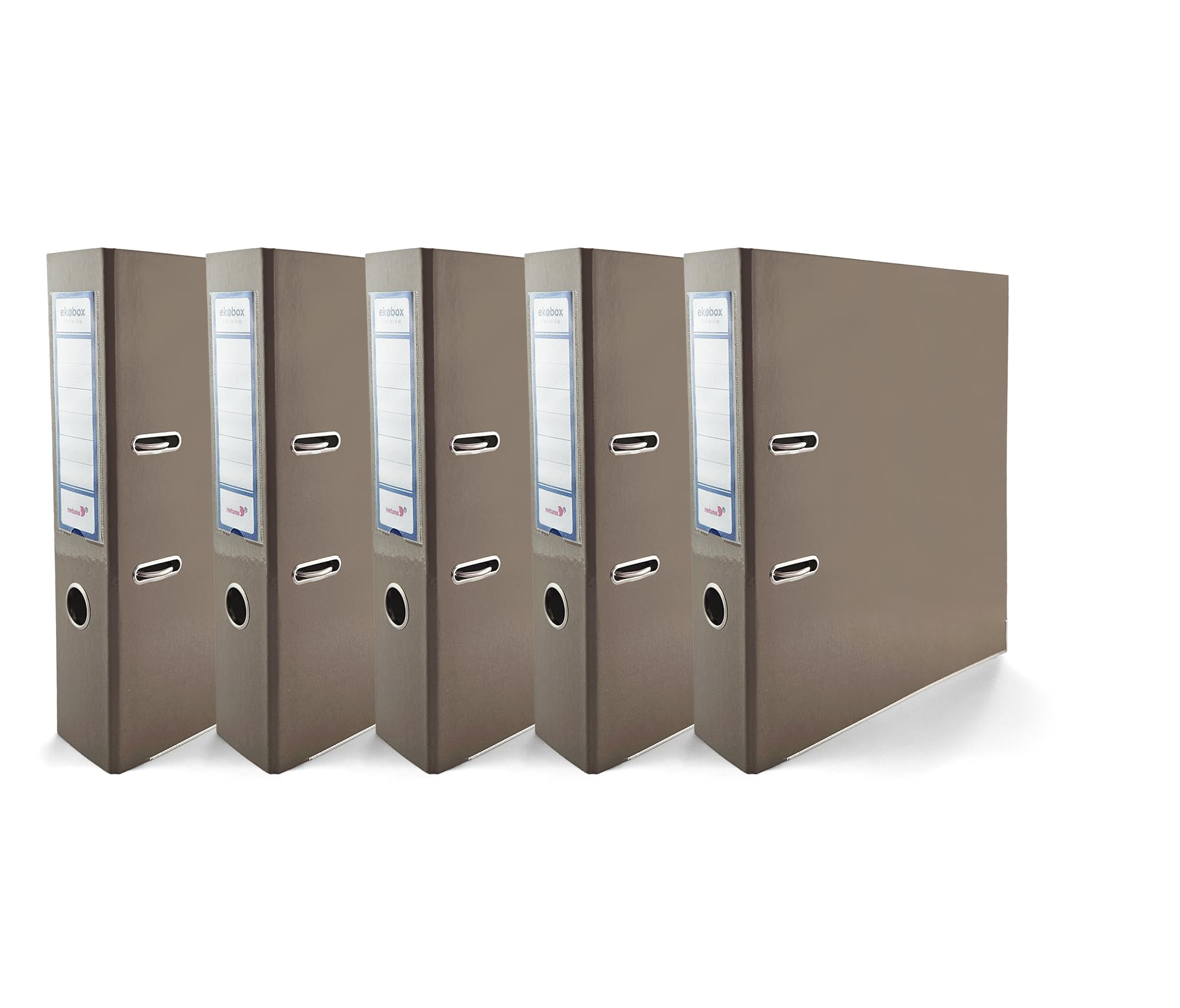 Netuno 5X Binder Cocoa Brown Glossy A4 Spine 7.5cm 2.95in Wide Polypropylene Covered File Organizer for Office Home Documents โ image 1