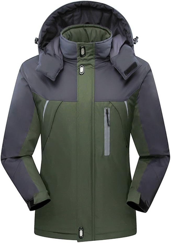 SUNSIN Waterproof Snow Jacket with Hood for Men Boys Ski Fleece Lined Outdoor Sport Winter Coats (L, Green)