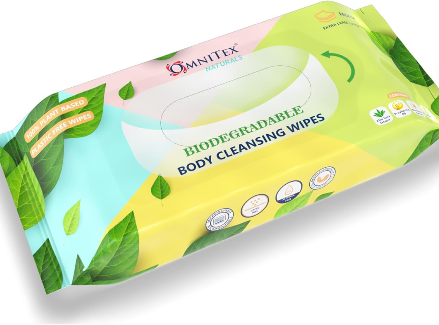 40x Omnitex Biodegradable Extra Large & Extra Thick Body Cleansing Wipes - Microwaveable | Rinse Free Wipes for Camping, Festivals, Elderly Bed Bath | Alcohol Free, With Aloe Vera & Vitamins | 1x 40pk