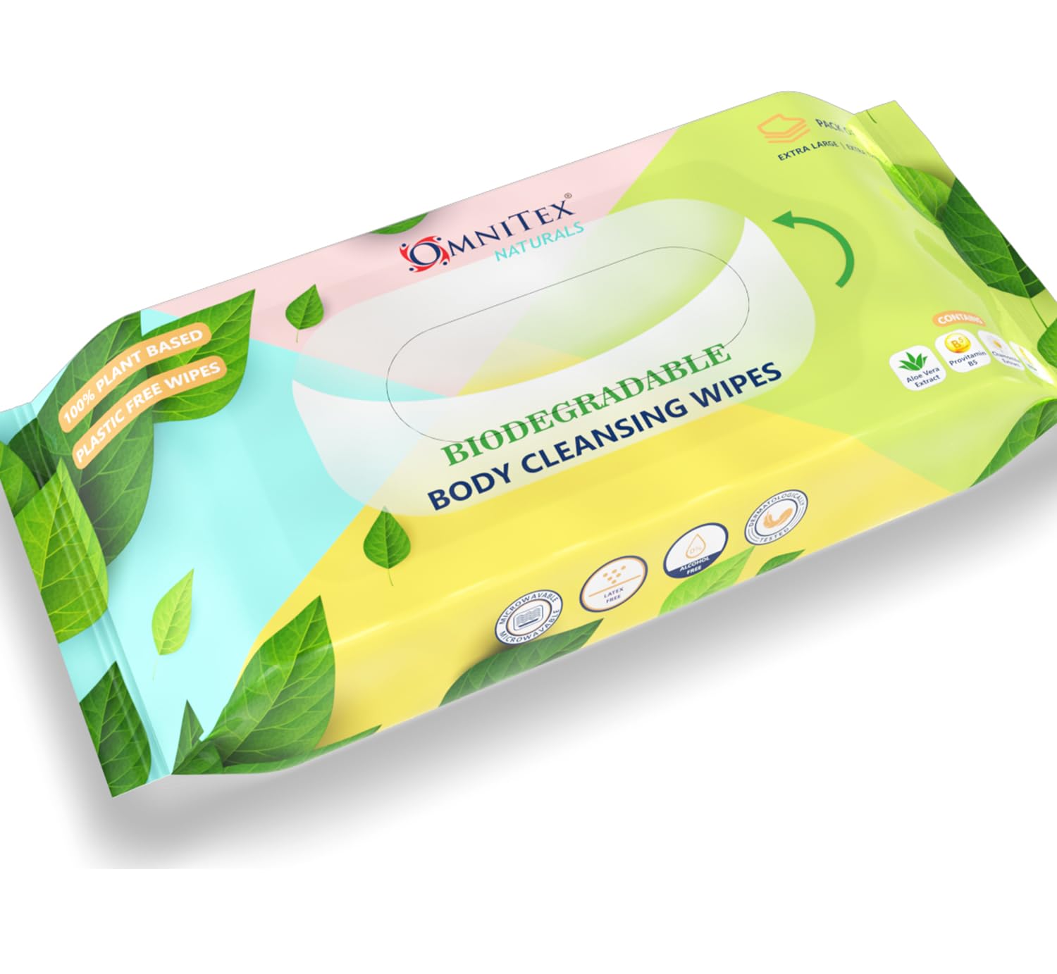 40x Omnitex Biodegradable Extra Large & Extra Thick Body Cleansing Wipes - Microwaveable | Rinse Free Wipes for Camping, Festivals, Elderly Bed Bath | Alcohol Free, With Aloe Vera & Vitamins | 1x 40pk