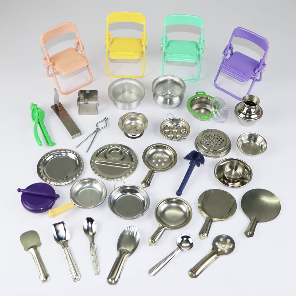 34 Pcs - Miniature Kitchen Set, Mini Kitchen Set for Kids, Choppu Jaman, Stainless Steel Kitchen Set for Girls, Miniature Cooking Set (Pack - 34) (B09YV1VT4C) Amazon Price History, Amazon Price Tracker
