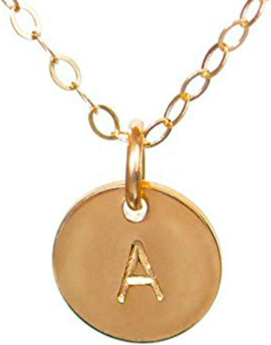 Initial Necklace for Women - tiny 14k gold filled disc