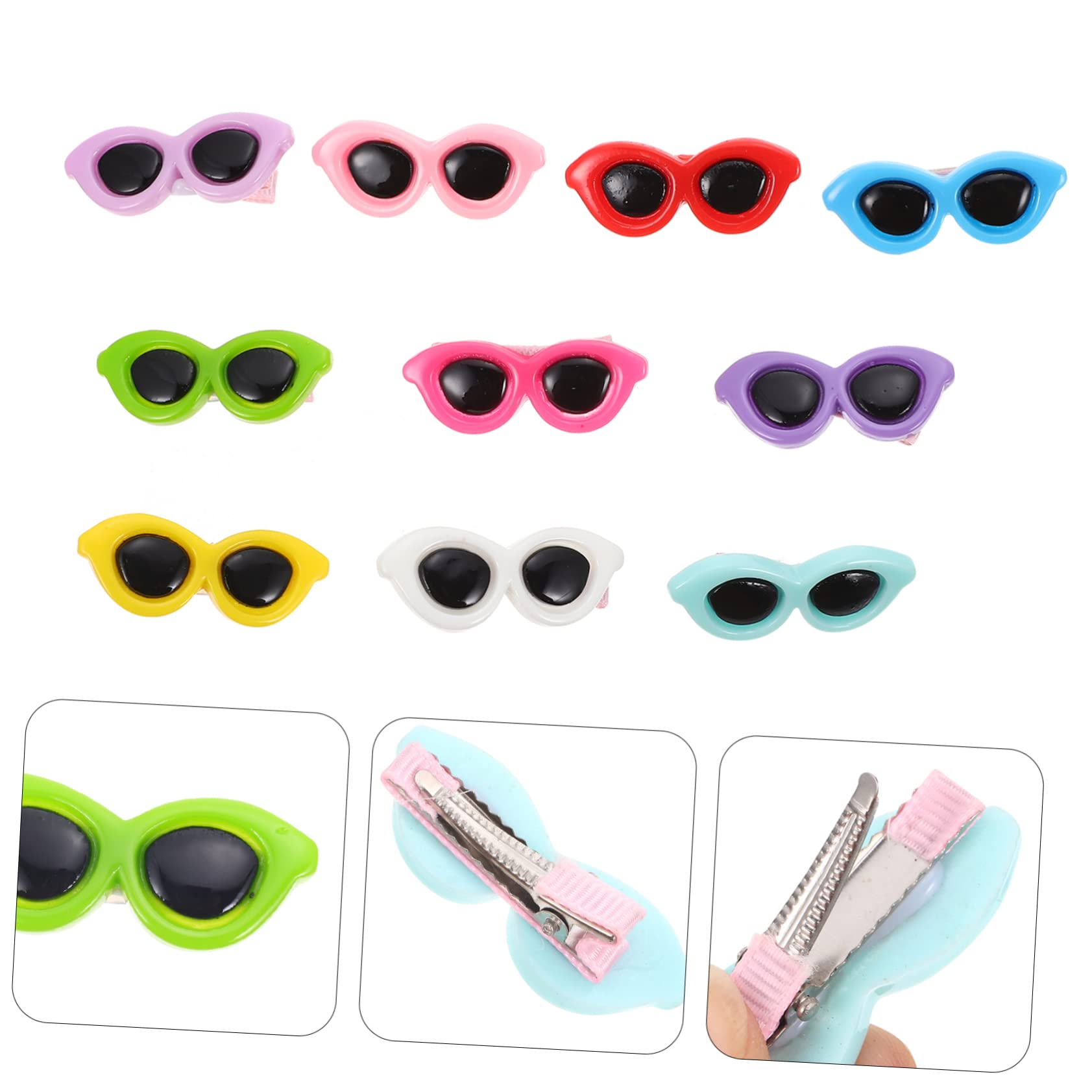 Hohopeti 10Pcs Mixed Color Pet Hair Clips Sunglasses Styling Clips for Cats and Dogs Portable Hairpins for Pet Accessories Lightweight and Chic Design for Grooming and Fun Events