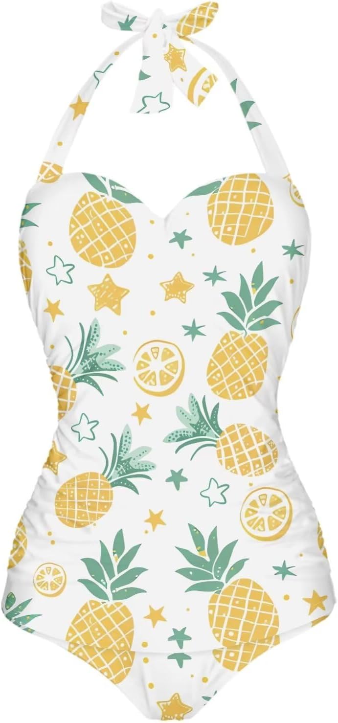 One Piece Swimsuit Women's Cosy Swimwear with Halter Strap Bathing Suit Monokini for Ladies Swimming Surfing