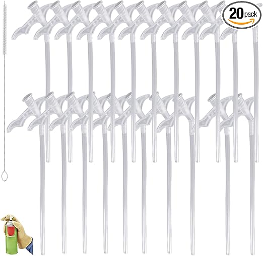 20 Pieces Spray Foam Replacement Tube Nozzle Tips with Brush Spare Straws Screws on Cans