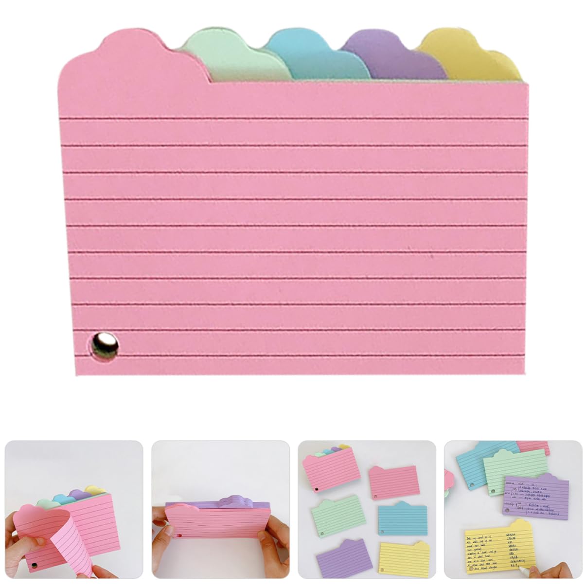 DOITOOL 5 Sätze Vokabelheft Aus Notizpapier Farbe Flashcard Leere Karten Materialien Mit Index Klebrig Studenten Farbig Lernen Revision Karteikarte Bunt Rosa Wolke Memo 125 Blätter * 5