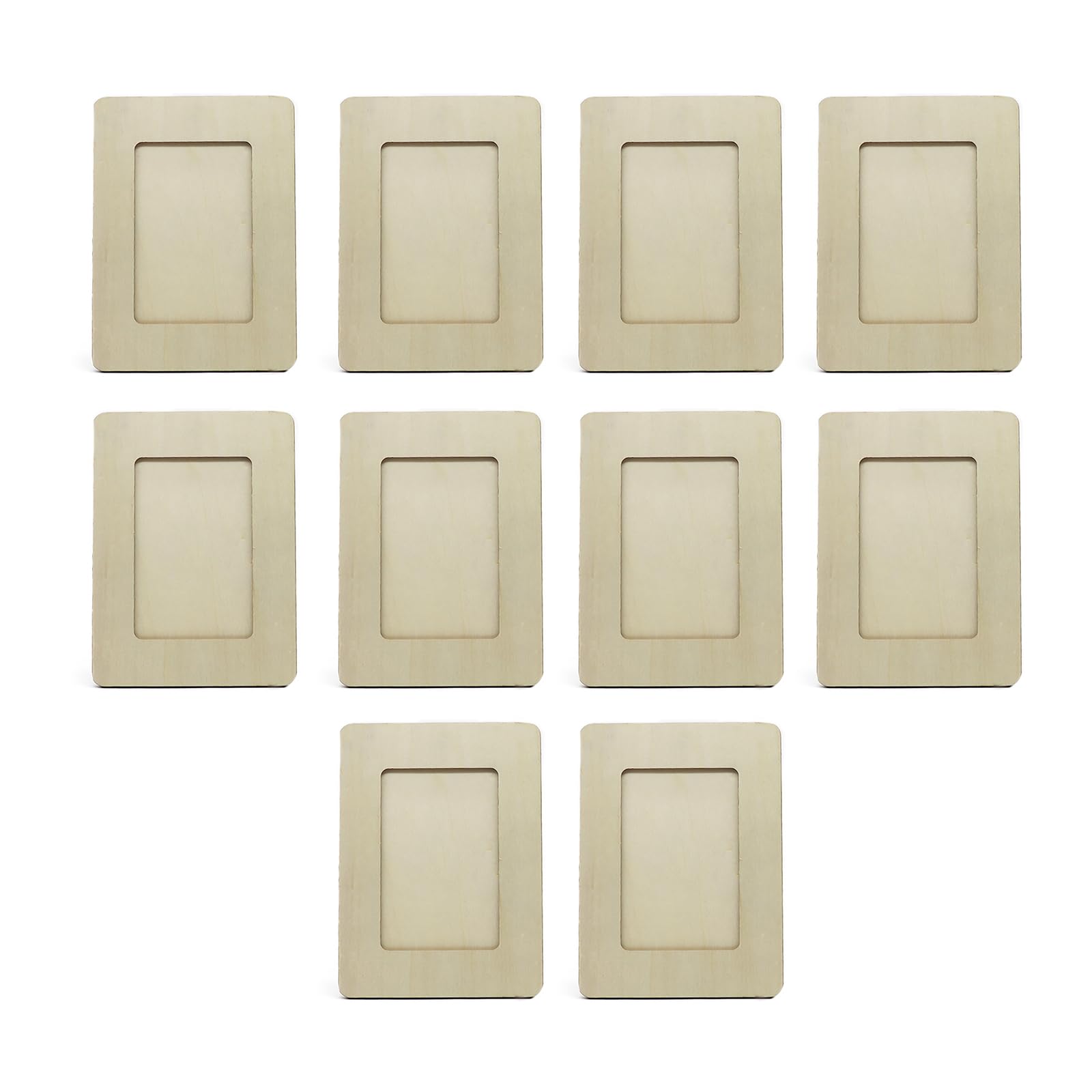 Jazuaiao 10Pcs Craft Ready Unfinished Wood Photo Frame Picture Frame for Display Art Display