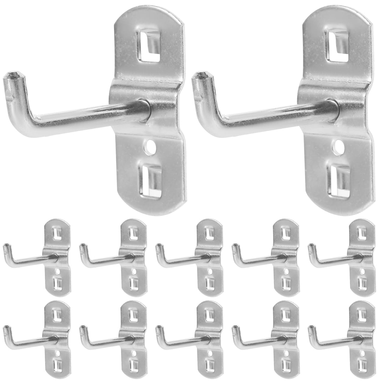 VILLCASE 12pcs Square Hole Pegboard Hooks (5cm / 2 Inch Length), Heavy Duty Metal Display Panel Hooks for Retail Shop Shelving, Tool Board Storage & Garage Workshop Organiser