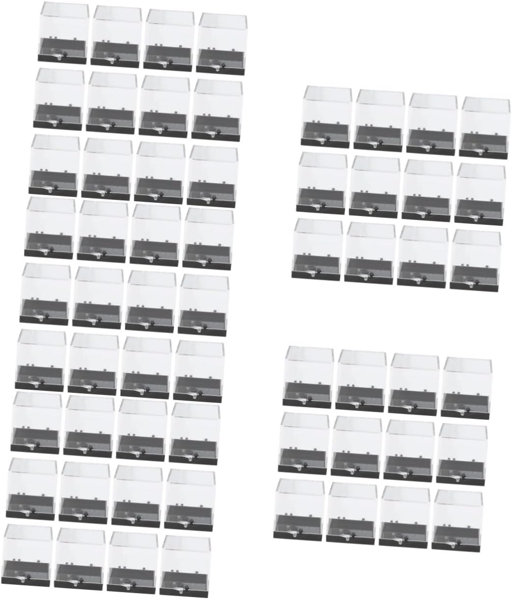 NOLITOY 60pcs Square Plastic Mineral Specimen Storage Cases Transparent Display Boxes for Rocks Crystals and Collectibles and Portable Design Base