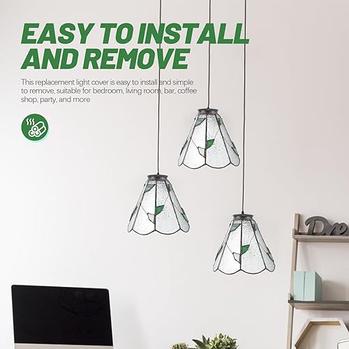 Miniatura 6 de Pantalla de cristal de vitral, pantalla de lámpara de araña con forma de flor de loto, pantalla de lámpara de mesa de vidrio estilo flor, pantalla