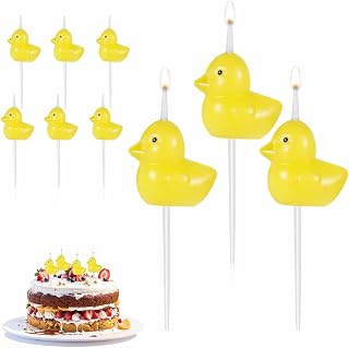 9pcs Yellow Duck Birthday Candles, Cake Candles Birthday Decorations Cute Duckie Cupcake Candles Animal Topper Candle for Kids Baby Shower Birthday Party Supplies