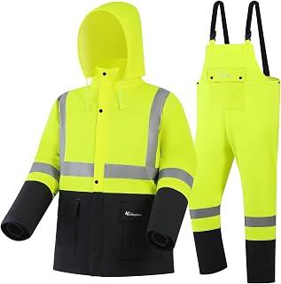 HANMENGXUAN Waterproof Rain Suit Jacket & Pants for Men Women - Heavy Duty Breathable Raincoat for Fishing, Work, Outdoor Sports