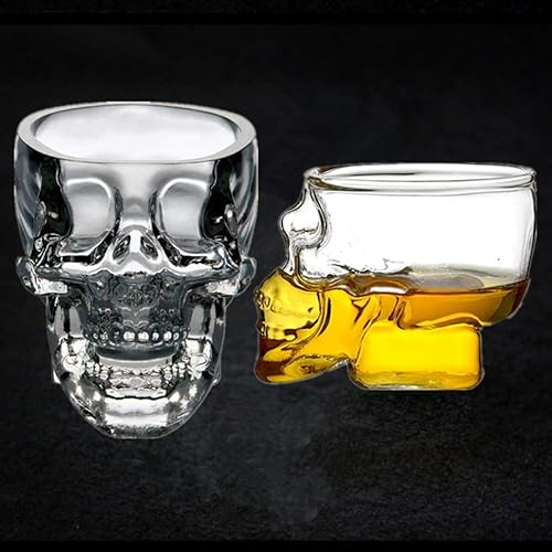 Miniatura 2 de 4 vasos de chupito de calavera, vaso de esqueleto de cristal de 2.5 onzas, suministros de vasos de Halloween, vaso de vidrio transparente con forma