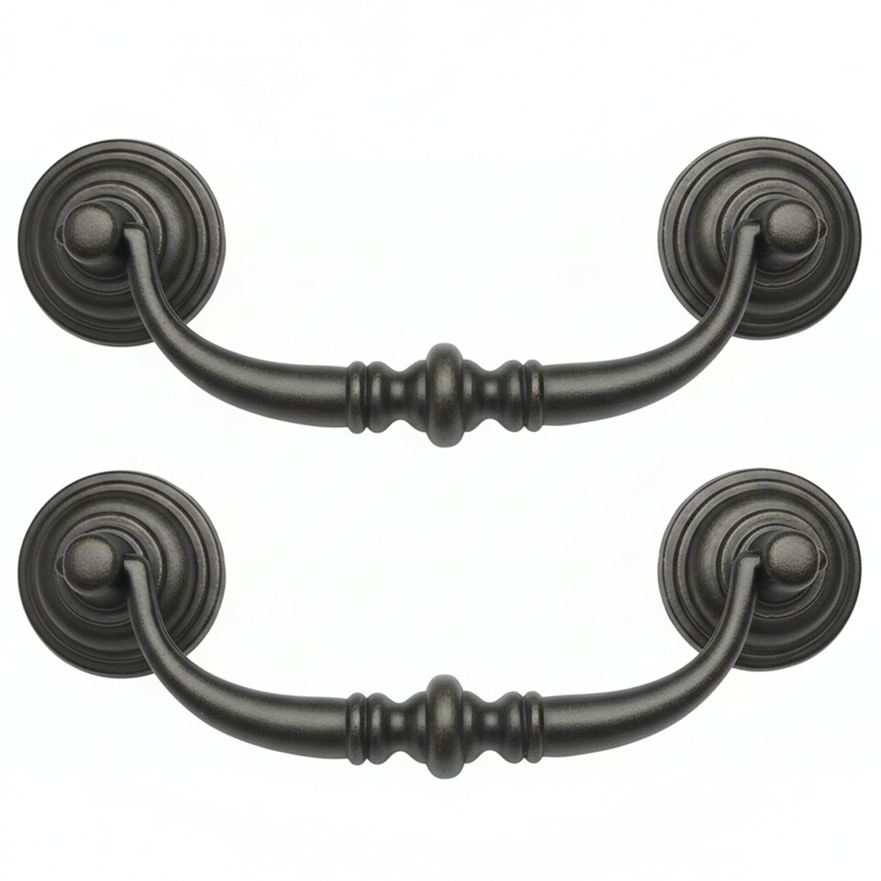 2PCS Antique Drawer Pulls, 4 Inch Cabinet Handle with Adjustable Hole Centers Vintage Zinc Alloy Pulls for Cabinet Door and Dresser Drawer, Black
