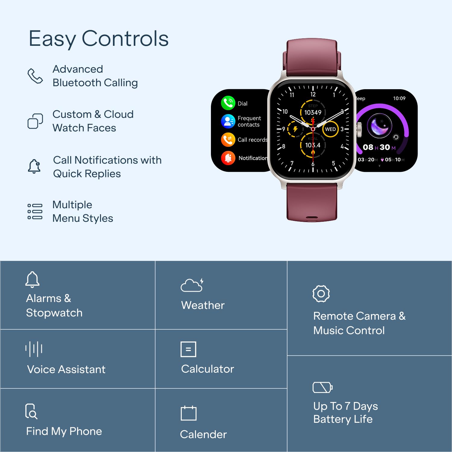boAt Ultima Ember 2 Smartwatch, 1.96” AMOLED Display, Ultra Bright 1000 nits Brightness, AOD, Personalized Fitness Nudges, Functional Crown, 100+ Sports Mode smartwatch for Men & Women (Velvet Wine) — Amazon image 6