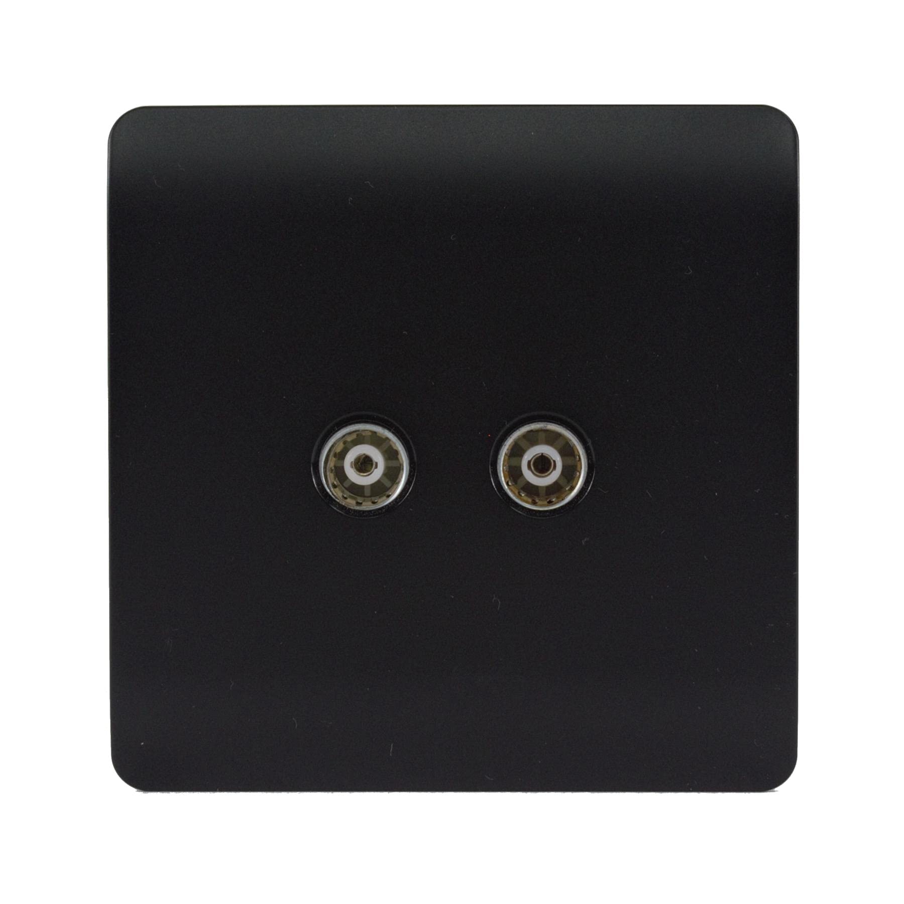 Trendi Switch Matt Black Trendi Artistic Modern 2 Gang Tv Socket In