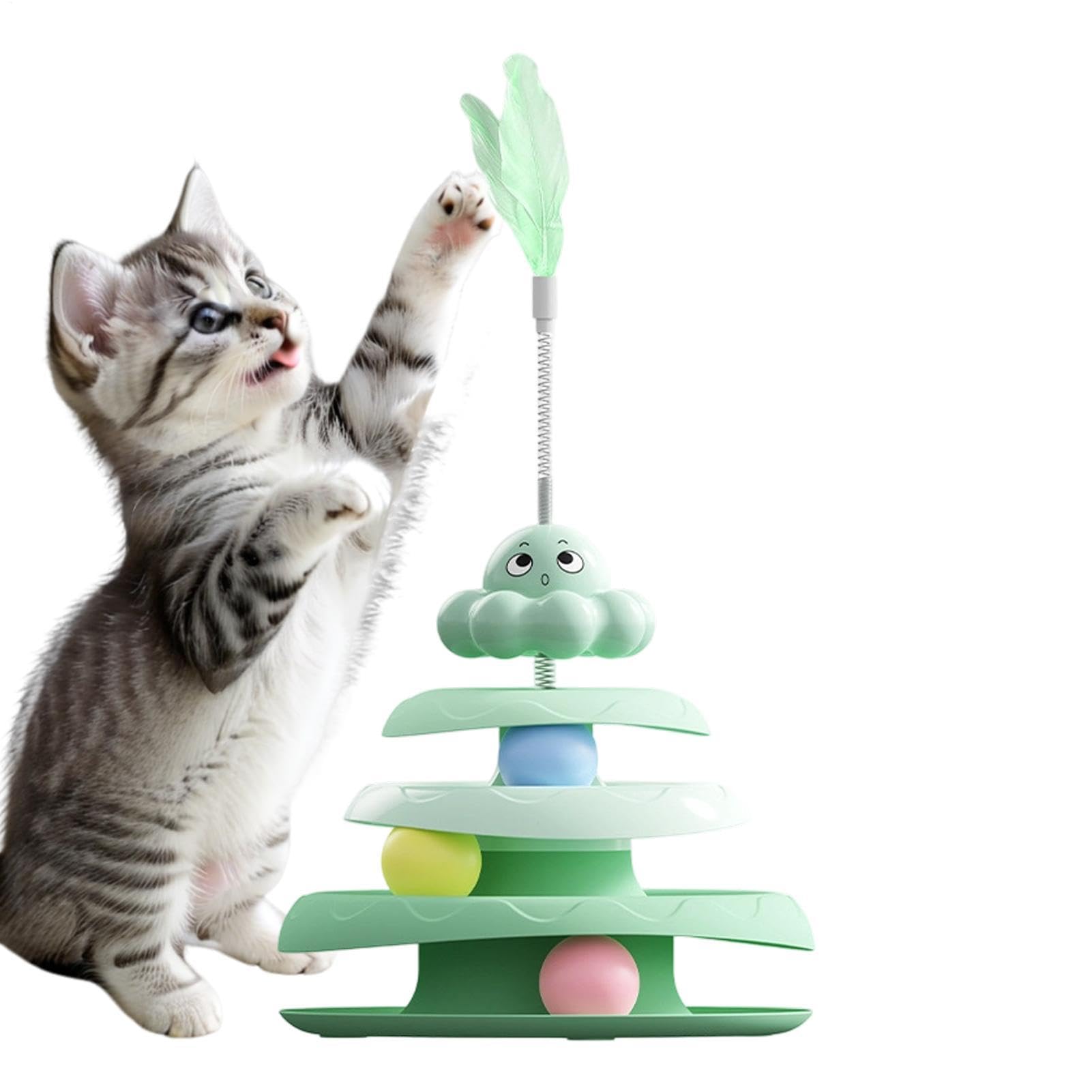 Juguete de pista de pelota para gatos contra el aburrimiento y la ansiedad del felino en casa