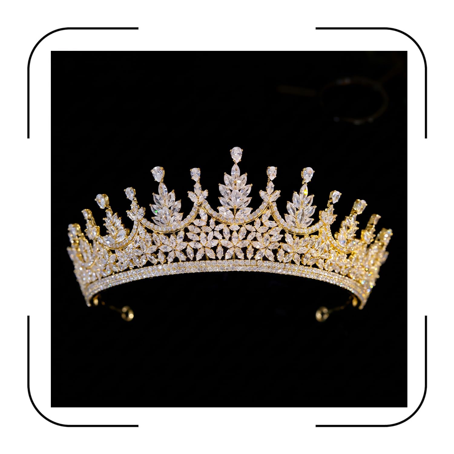 QXMYOO Corona de reina de circonita cúbica para mujer, tiara de boda para novia, princesa, concurso, corona de cristal plateado, tocado para quinceañera, cumpleaños, disfraz de graduación