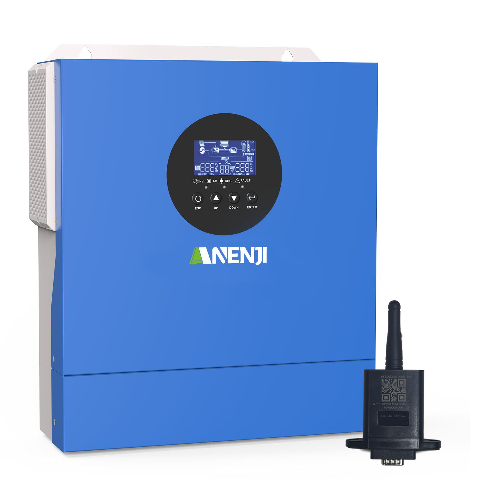 2000W Inverter Ibrido 12V Inverter Fotovoltaico a Onda Sinusoidale Pura, MPPT da 60A Tensione di Ingresso Fotovoltaica Massima di 160V, Adatto Per Batterie al litio da 12V, con Modulo WiFi