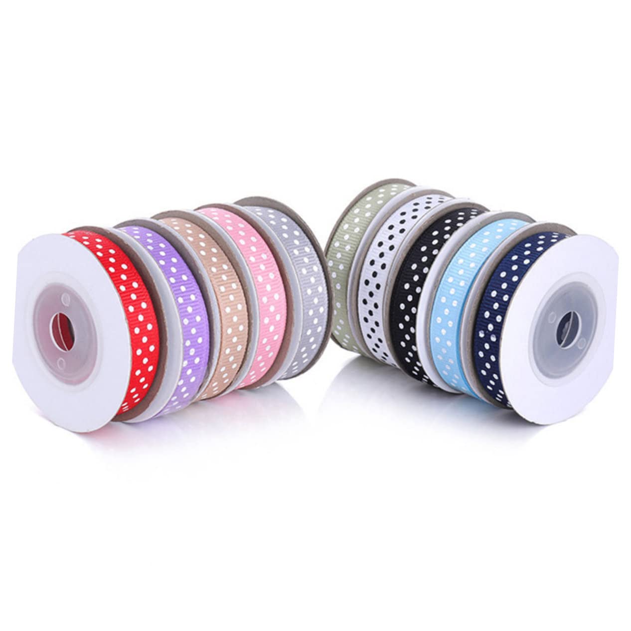 STOBOK 15rotoli Nastro Pois Doppio Yarde Di Raso Ribbed Per Decorazioni Feste Confezioni e Progetti Fai Da Te Bianco
