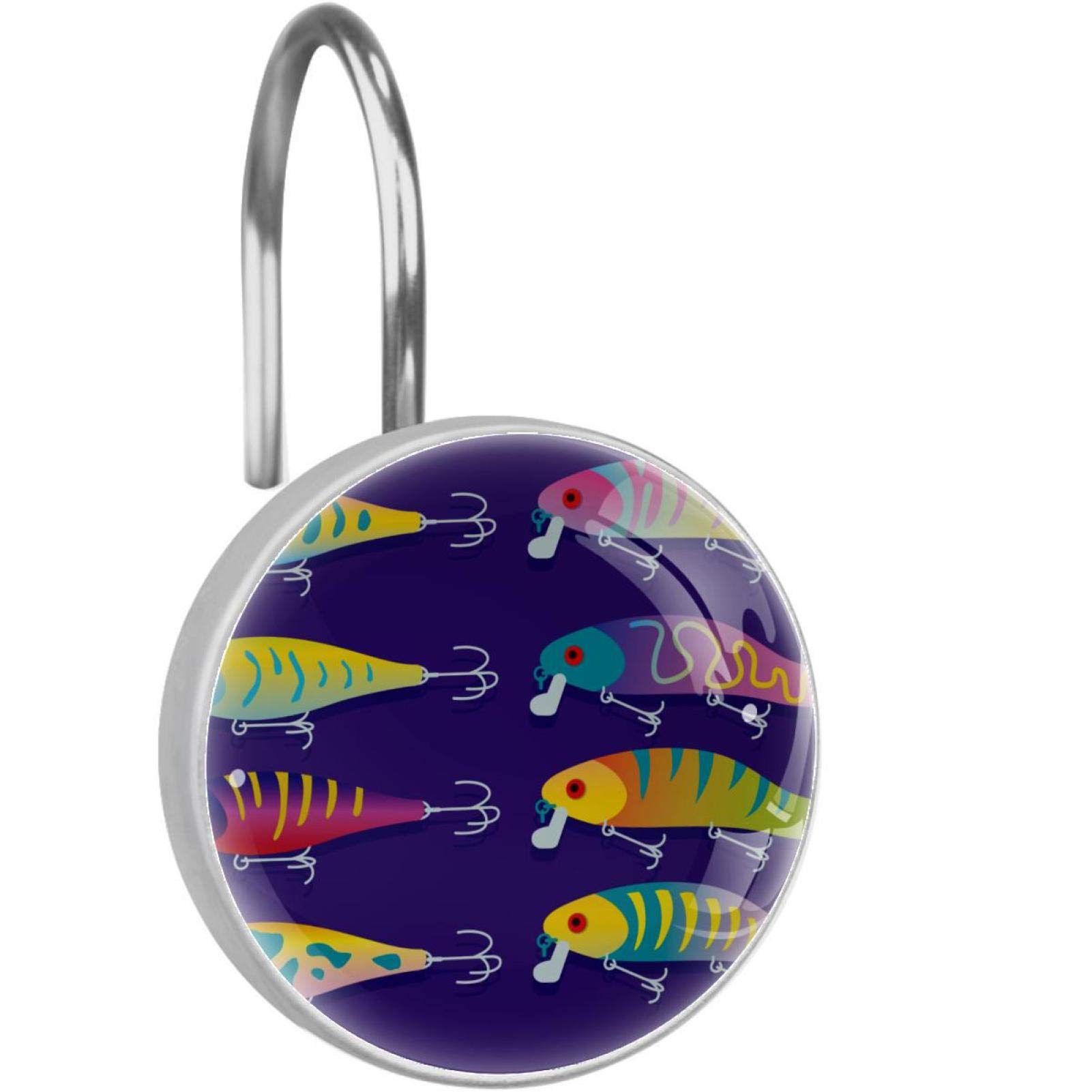Crochets de rideau de douche inox finition haut de gamme médaillon violet
