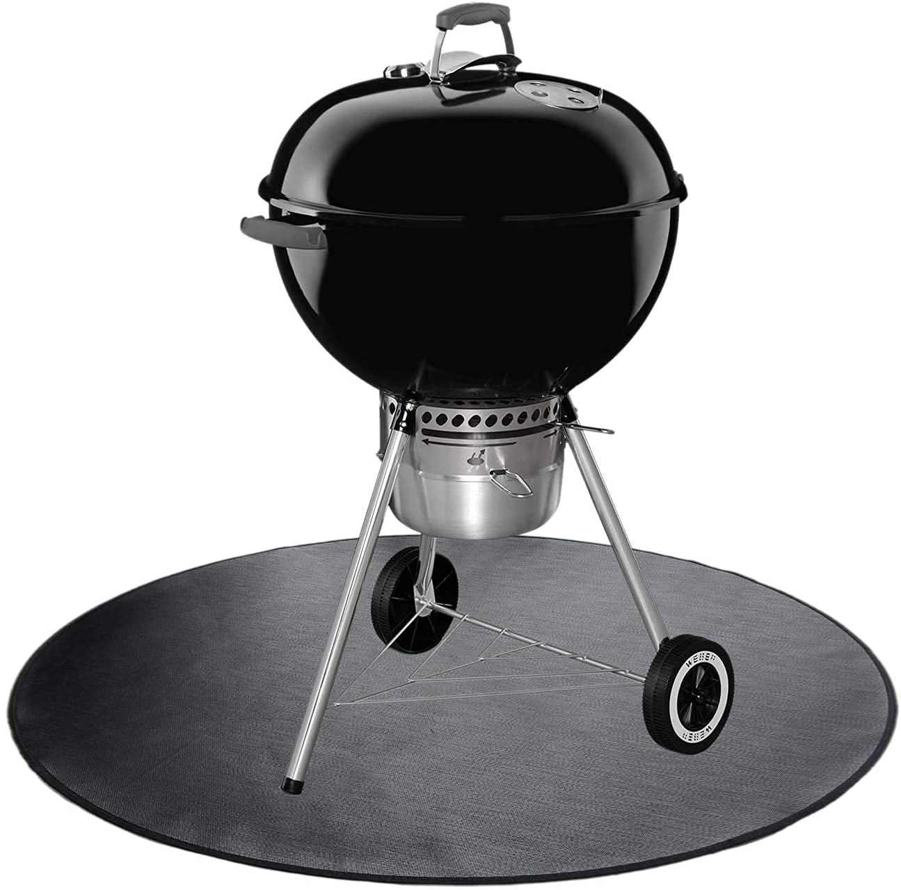 Round Ember Mat for Under Grill Fire Pit, Fire Pits Mat for Deck, Flame Retardant Heat Resistant BBQ Gas Grill Air Fryer Protective Mat for Patio Lawn Ground Outdoor Campsite Firepfoof Pad Black (24")