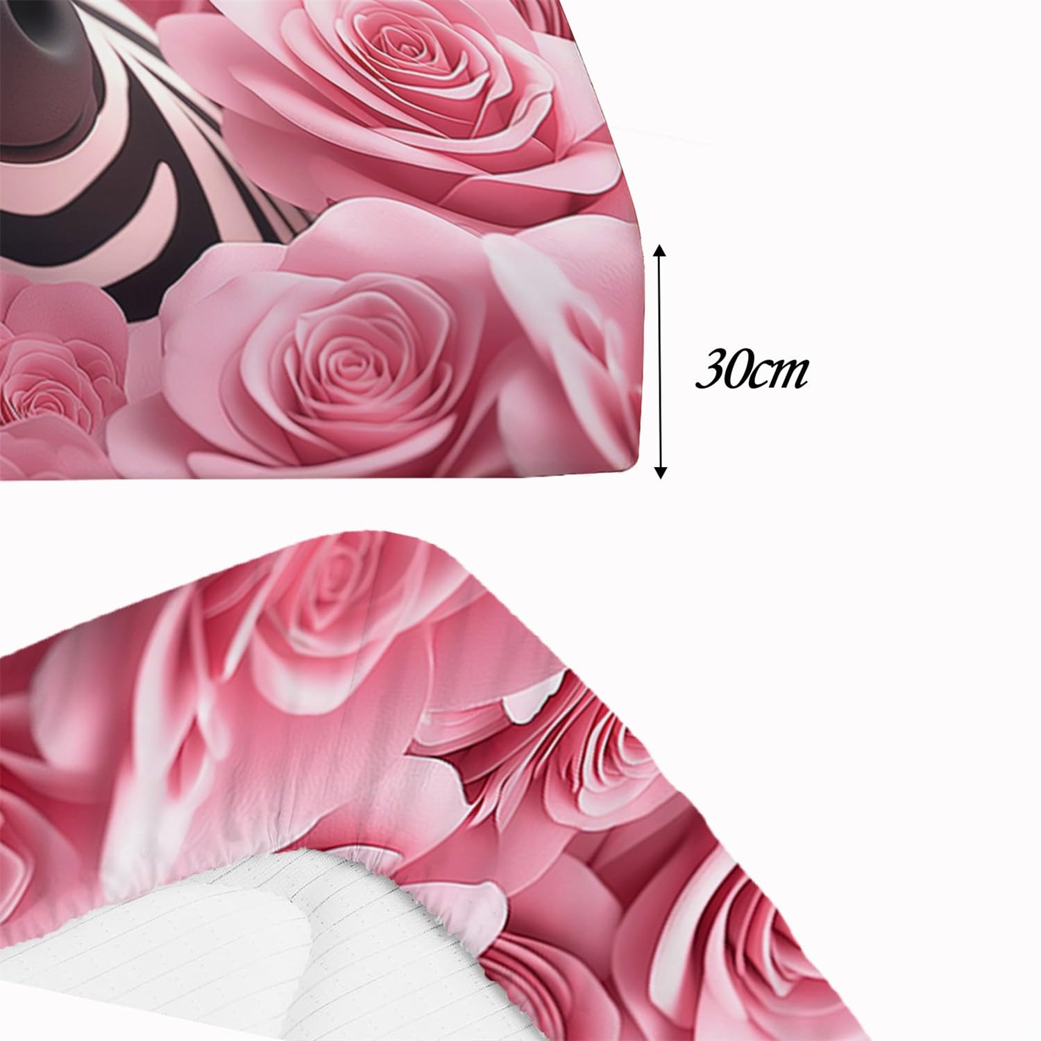 Lenzuolo con angoli 160 x 200 cm Simpatica rosa zebrata Biancheria da letto 3 pezzi con angoli stampati Rosa Lenzuolo Lenzuolo con angoli extra profondo con federe