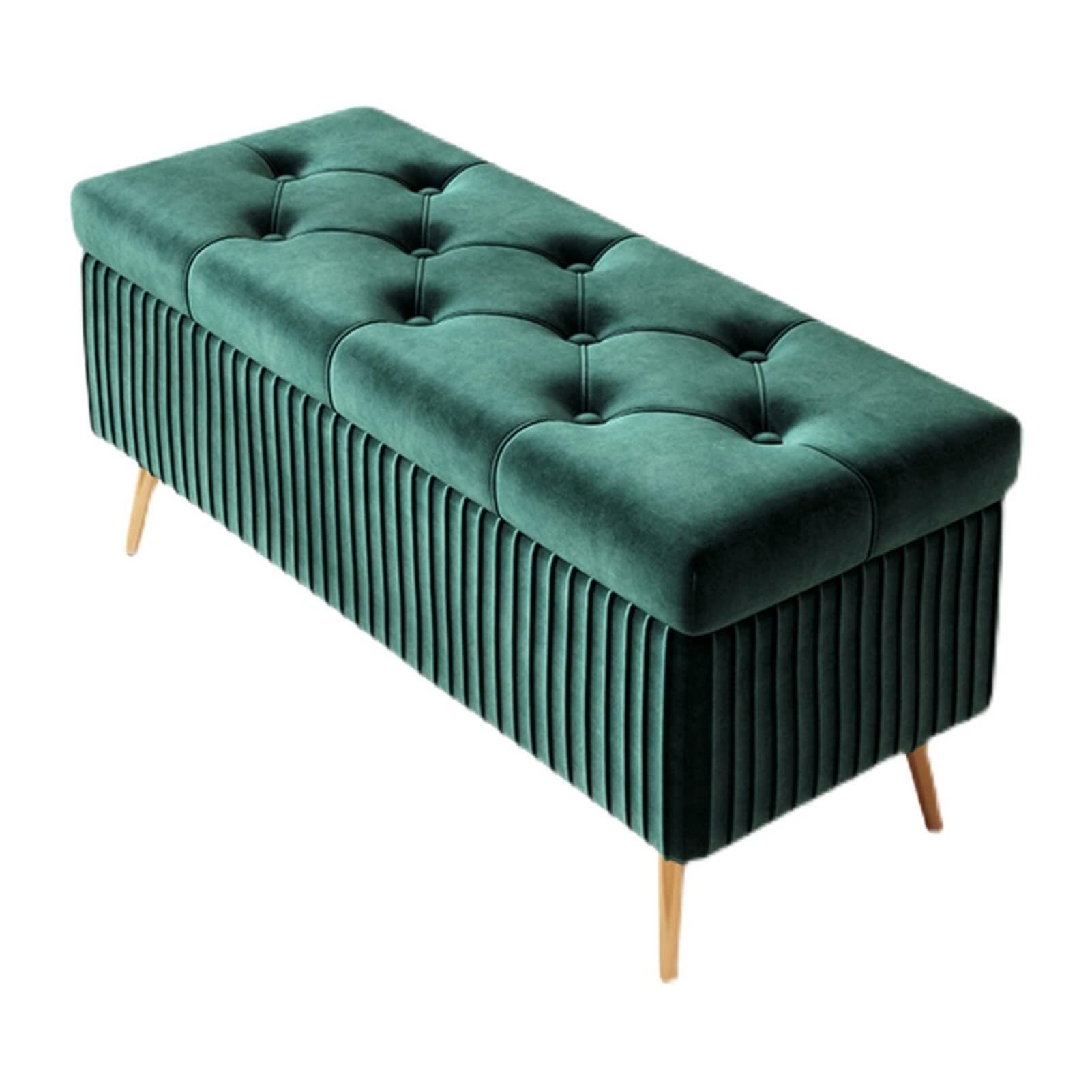 LMMIAOZ 2-in-1 Footrest & Shoe Storage Bench, Upholstered Ottoman with High-Density Foam, Metal Leg Footstool for Bedside Storage, Large Footrest in Color 1