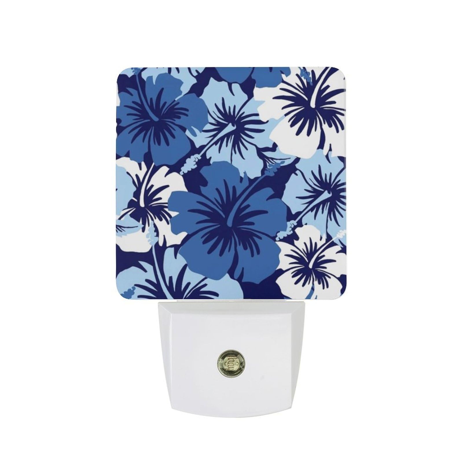 Nqrxadcrt Style Blue Hibiscus Night Light Plug In Wall Lights Bedside Lamp Bedrooms Home Hallways Decoration