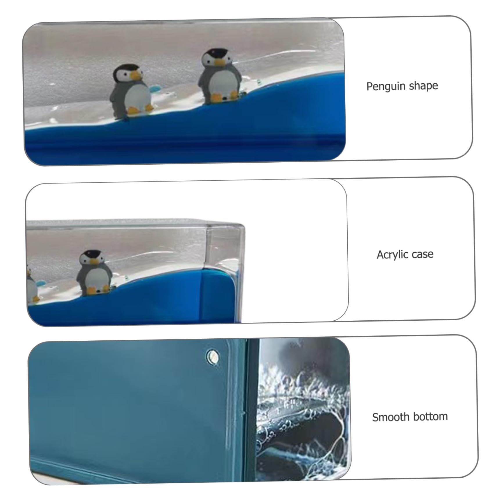 Fluid Drift Bottle 14,5 x 5,1 x 5,1 cm inaffondabile carino pinguino decorazione antistress stabile scrivania ornamento per casa ufficio regalo di compleanno