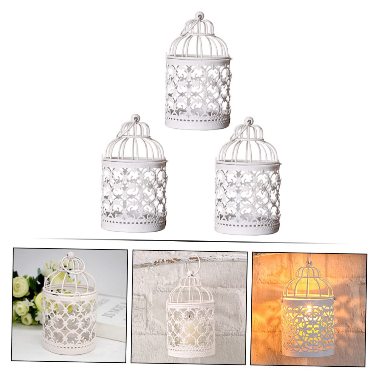 Alipis 2 Juegos Portavelas De Jaula De Pájaros Hueca Candle Holder Jaula Pajaros Jaulas Pajaros Candelabro De Pared Sujetavelas Taza De Vela Candelita Hierro Forjado 3 Piezas * 2