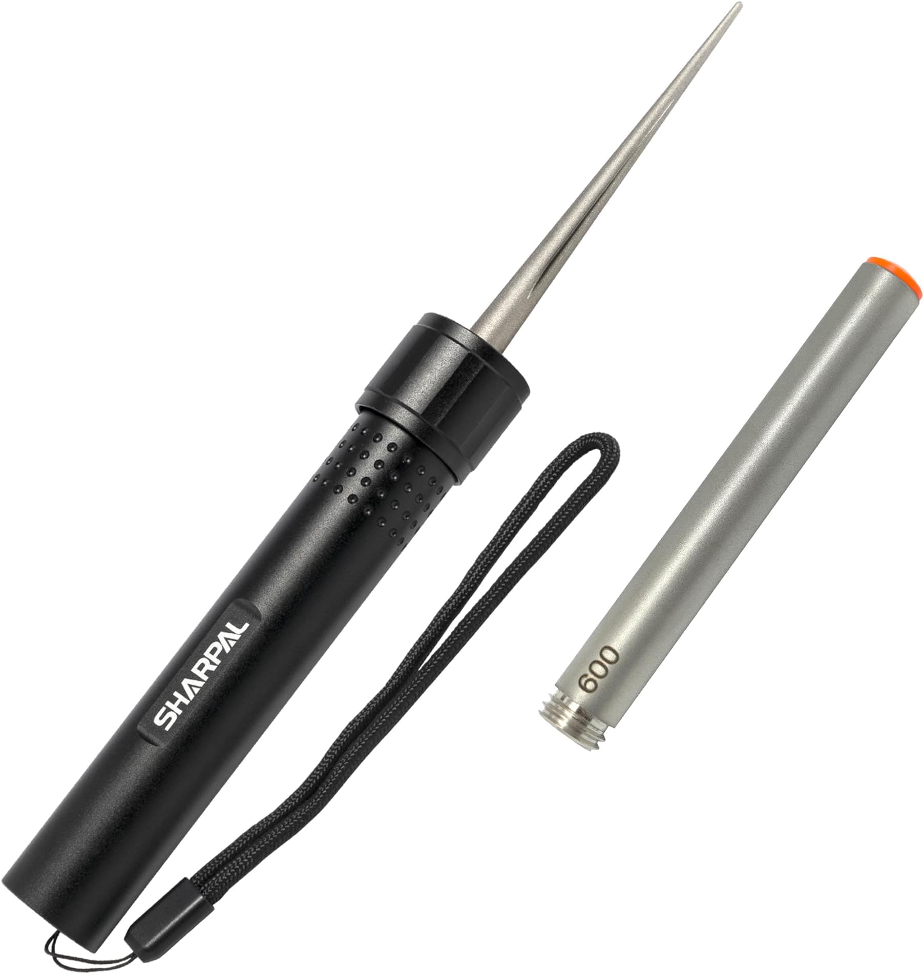 178N 3-in-1 Blade Sharpener | 4-Inch 600 Grit Diamond Sharpening Rod | Sharpen All Knife and Tool with Straight Edge, Serration & Hooks | Pocket Knife Sharpener | Durable Aluminum Handle