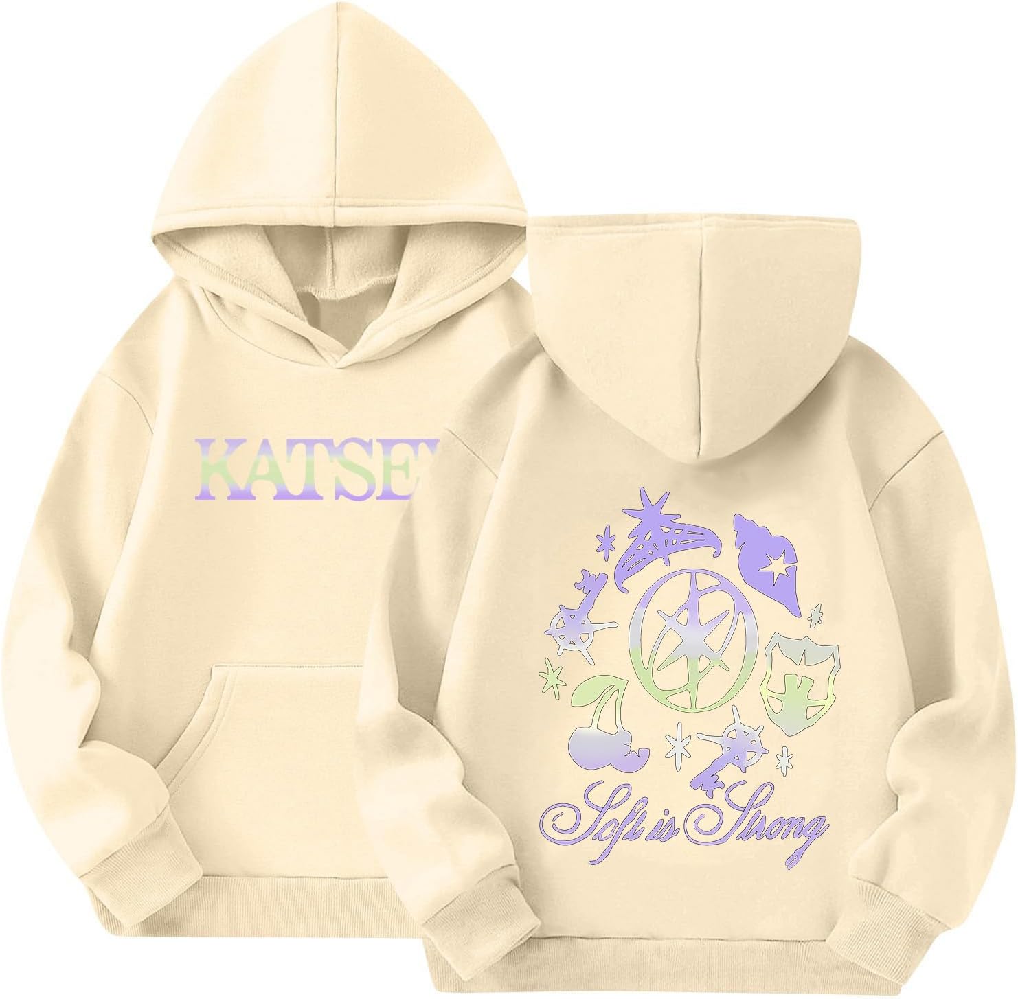 Hoodies for Girls KATSEYE Sweatshirts Long Sleeve Hooded Pullover Katseye Merch Graphic Pocket Streetwear Kids Y2k Hoodie Sweatshirt for Fans 01-khaki 150