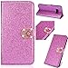 Produktbild Slim Retro Modisch Glitzer Ledertasche Stand Funktion für Samsung A40,Bling Glitter Diamond Love Hearts Musterg Bookstyle Karteneinschub Magnetverschluss Flip Wallet Hülle Schutzhülle