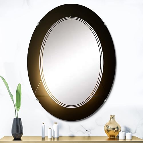 Miniatura 2 de DesignQ Espejo monocromático Sacred Geometry II, espejo de tocador, espejos de baño, espejos de pared para sala de estar, dormitorio, espejo