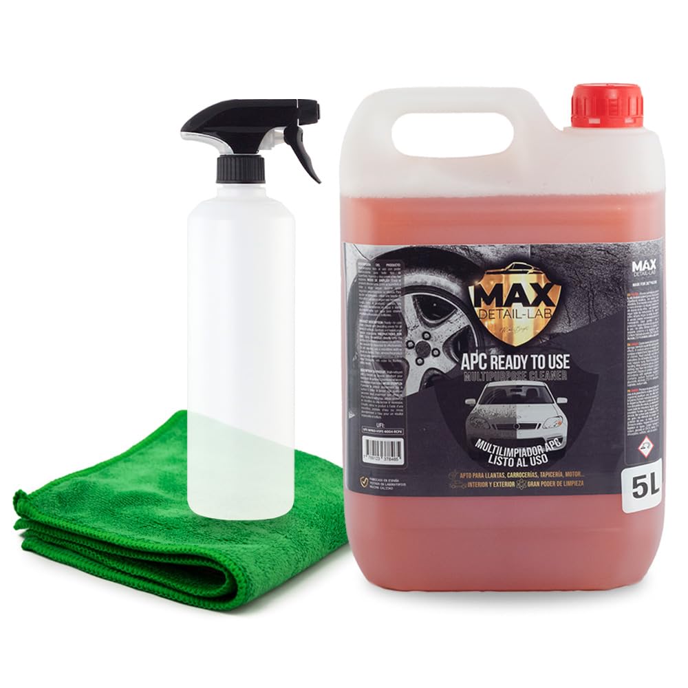 MAX DETAIL-LAB - APC 5L Nettoyant Voiture Universel Tout en Un, Lavage Sans Eau Intérieur et Extérieur, Entretien Complet pour Garniture, Moteur, Jantes, Kit Detailing Professionnel Auto Moto 5 Litres