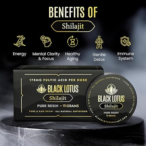 Miniatura 3 de Black Lotus Pure Shilajit Resina, suplemento para energía, apoyo inmunológico y enfoque, complejo de 85 minerales traza iónicos, ácido fúlvico