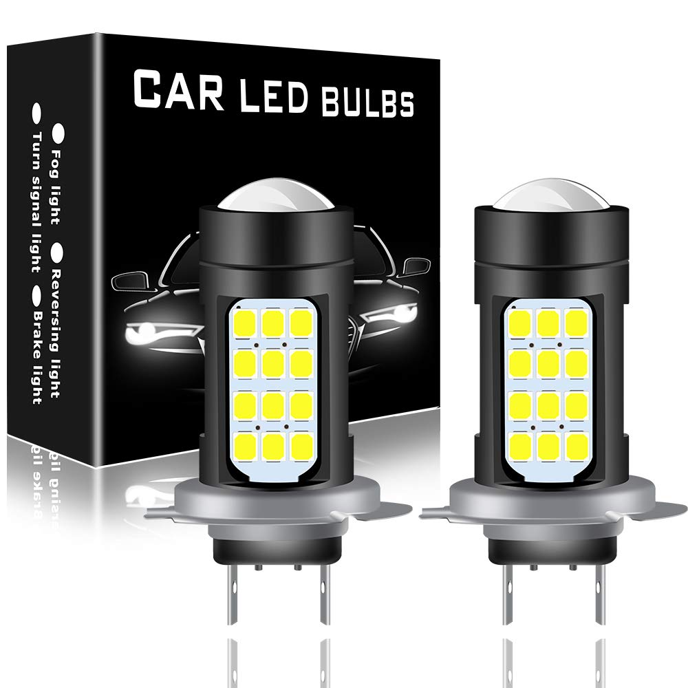 Yifengshun 2pcs H7 Car Fog Lights DC12V 2835 6500K 42 SMD LED Xenon White DRL Front Fog Lights Headlight bulb