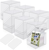 Mlikero 6-Pack Acrylic Card Deck Boxes for 100+ Sleeved MTG/TCG/Sports Cards with Dividers - Clear Stackable Storage